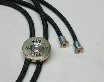 Bolo Tie for Men Brass Winchester AA HS Shotgun Shell 12 Gauge