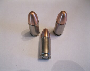 Bullet Fridge Magnets, Nickel 9mm Luger, Package of 3