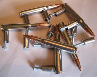2 NICKEL 30-06 Bullet Cupboard Door Handles, Door Pulls, Gun Room Decor