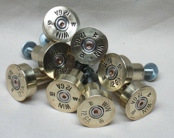 1 Shotgun Shell Cabinet Cupboard Door Pull, Knob - Distressed Brass, Sold Individually