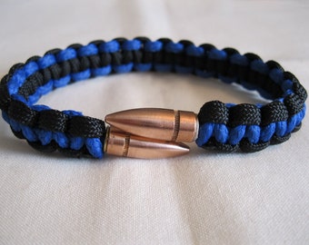 Thin Blue Line Paracord Cobra Weave Copper Tip Survival Bracelet – Law Enforcement