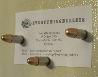 Bullet Fridge Magnets, Nickel 9mm Luger, Package of 3