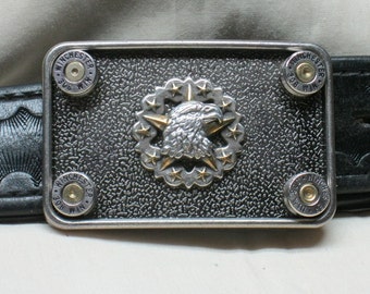 American Eagle Star Belt Buckle, Nickel 308 Winchester 3" x 2"