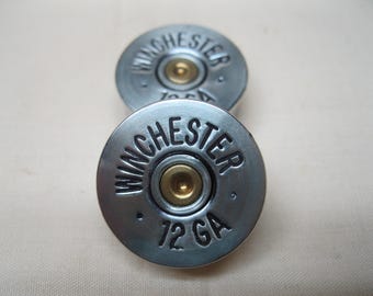 2  Guitar Knobs, Nickel Winchester Shotgun Shell SINGLE 11/32" High