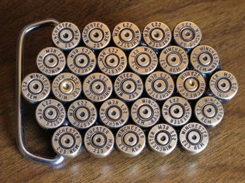 Men's Bullet Belt Buckle 223 Remington 5.56 Military Brass Etsy