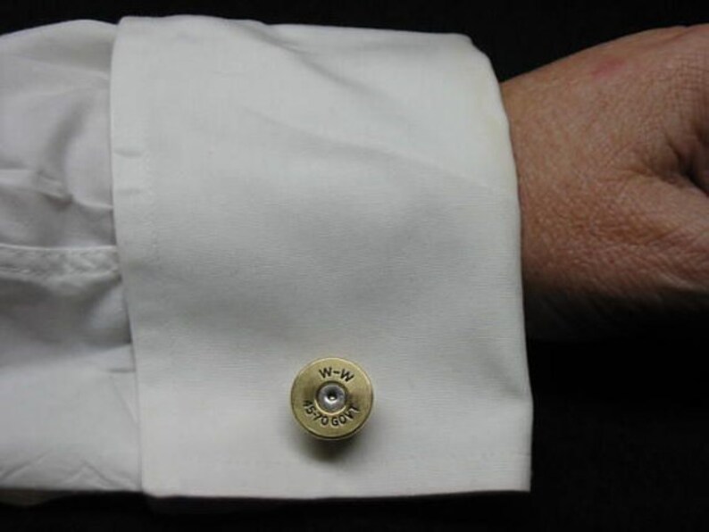Wedding Cuff Links Gifts Bullet Cufflinks 45-70 Government Brass