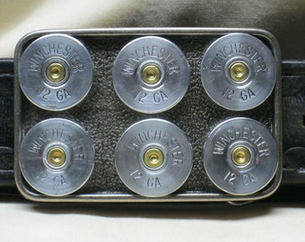 Winchester Nickel Shotgun Shell Belt Buckle 3" x 2"