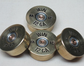 4 Guitar Knobs, Brass Shotgun Shell, SINGLE 11/32" High