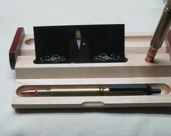 Bullet Pen Set with a Maple Bubinga Presentation Case and Business Card Holder