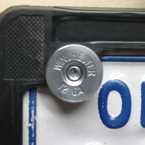 45 Caliber Nickel Bullet License Plate Fasteners 45 Caliber Nickel Bullet License Plate Fasteners