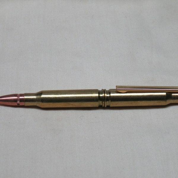 Brass Bullet Pen 308 Winchester Cross Style Twist Flat Clip