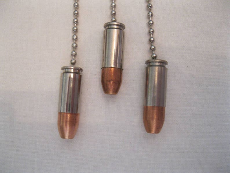 3 Pistol Bullet Ceiling Fan Pulls Bullet Light Pulls Nickel Etsy