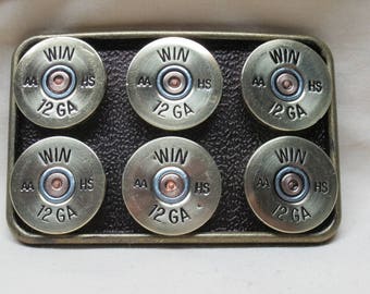 Winchester Brass Shotgun Shell Belt Buckle 3" x 2"