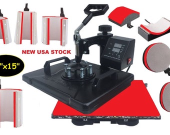 12"x15" Heat Press Machine with Attachments, T-Shirt Mug Plate Hat Press