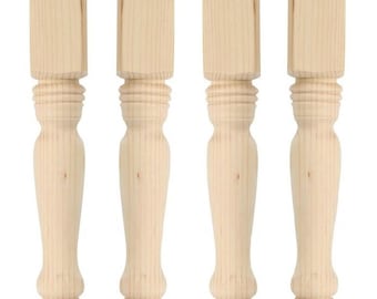 4 29" Wood Table Legs Country Farmhouse, Unfinished