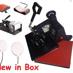 Heat Press Machine & Attachments Cup Mug Press and 2 Plate Presses plus Hat Cap Press Craft Equipment Tool Set