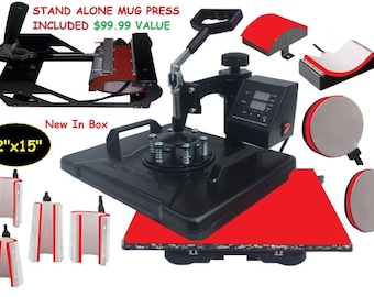 12"x15" Digital Heat Press Machine with Mug, Hat & Plate Attachments