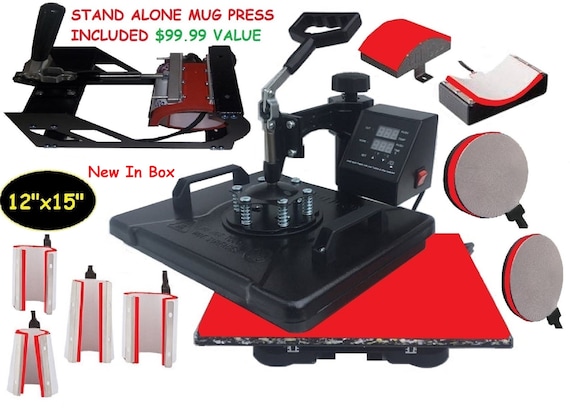 12"x15" Digital Heat Press Machine with Mug, Hat & Plate Attachments