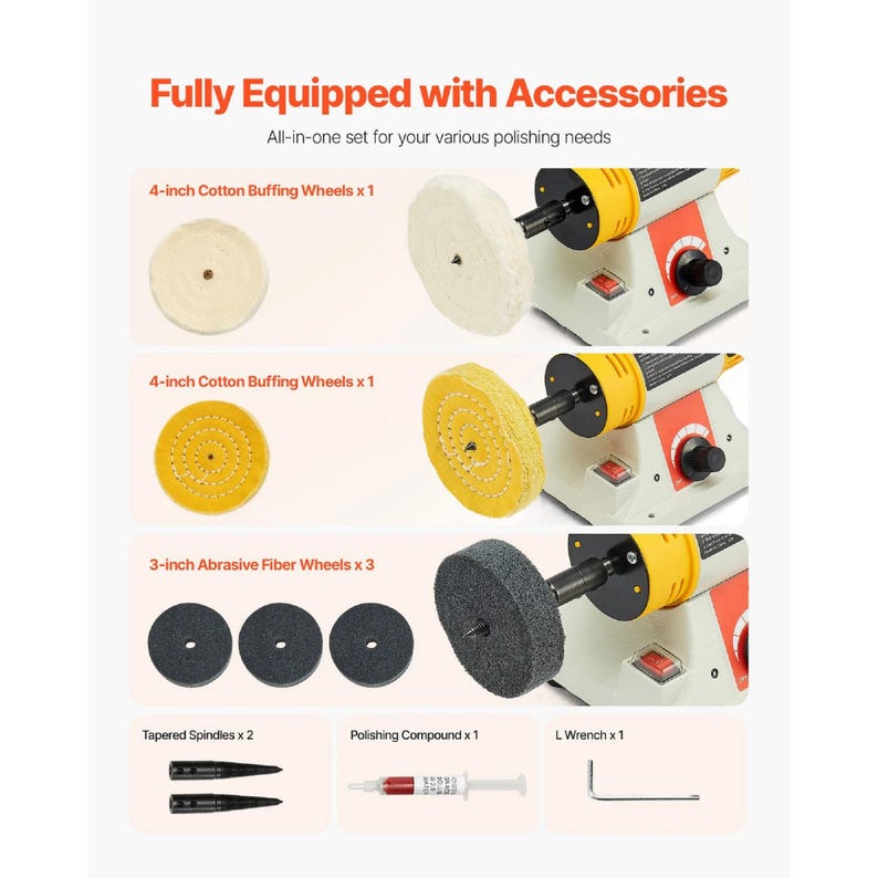 Buffer Polisher Bench Machine Tool for Materials, Including Metal, Wood ...