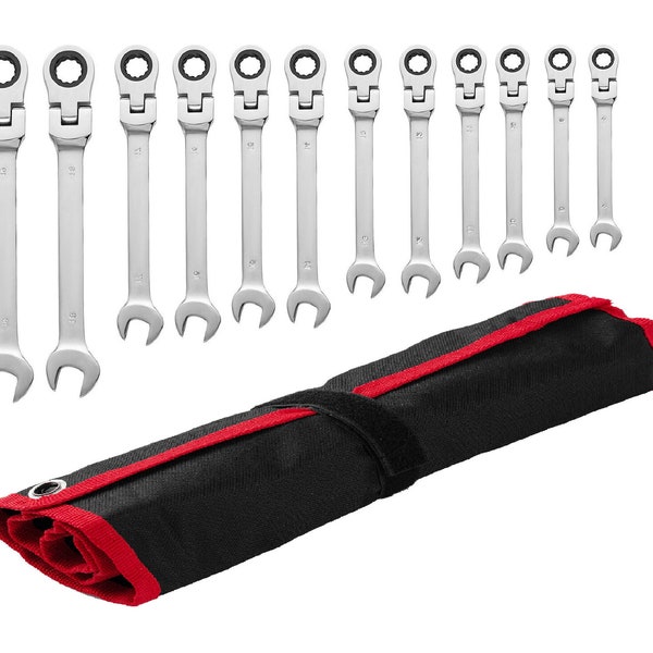 Combination Wrench Tool Set Ratcheting Wrenches Tool Kit with Flexible Heads for fast repairs home auto hobbies and more