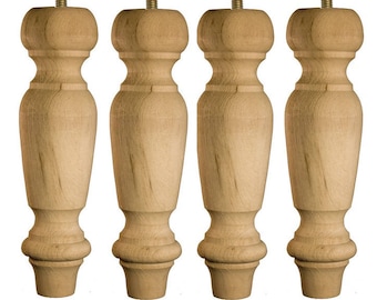Oak 4 - 7" Wood Furniture Legs Farmhouse Table Leg Set 7 inch