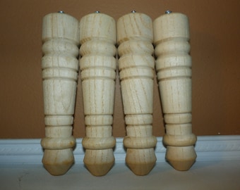 4 Wood Table Legs Unfinished 5.75" H