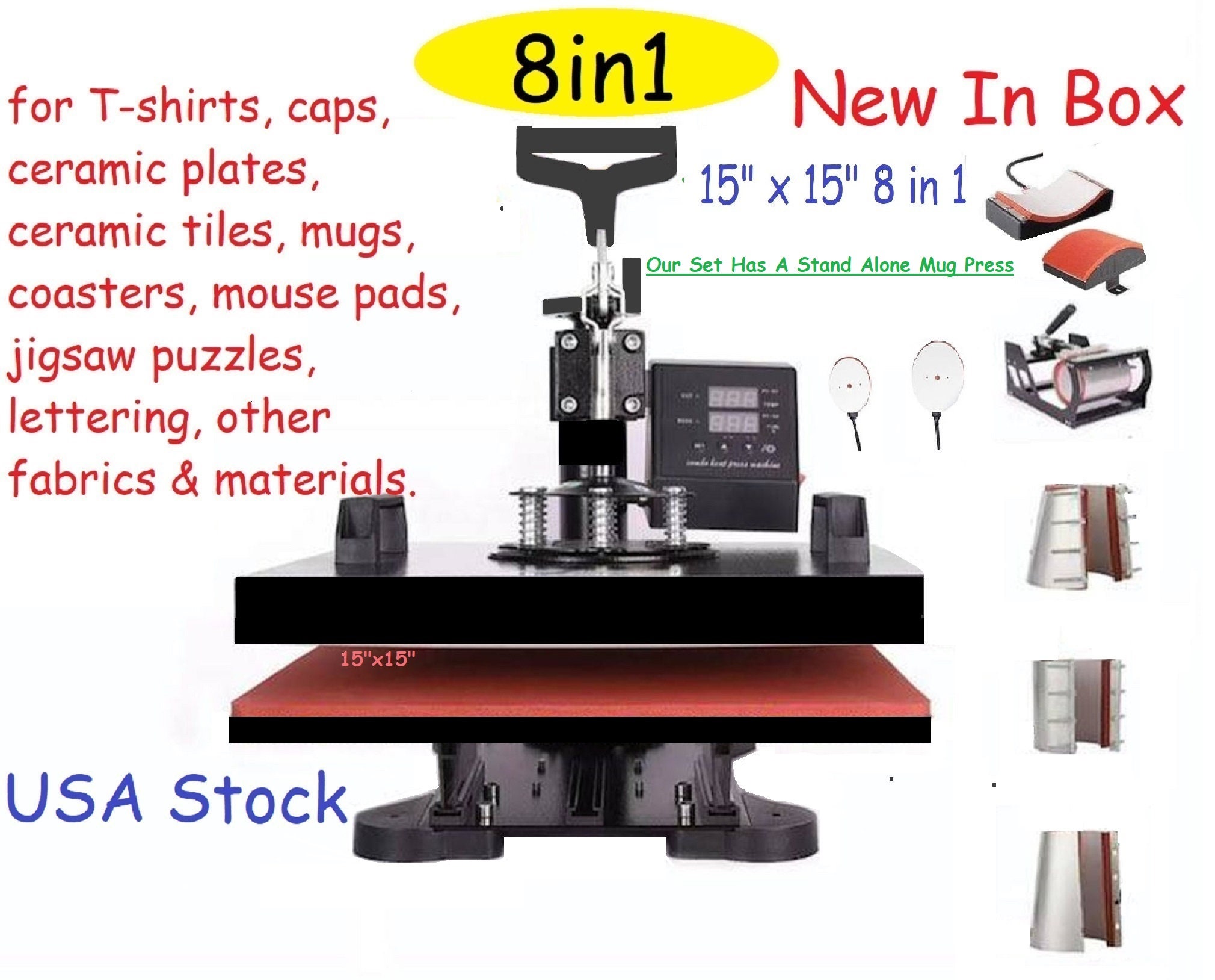 Rincons 15 X 15 Heat Press Machine - Sublimation Vinyl T-Shirt Rhine –  Pete's Arts, Crafts and Sewing