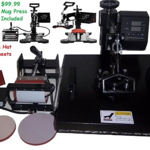 15x15 Heat Press & Attachments Hat Press, Mug Press, T shirts Press, Plate Press Set 15&quot; BY 15&quot;