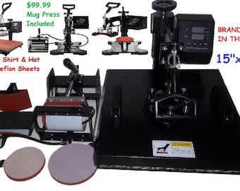 15"x15" Heat Press Machine Set, T-Shirt, Mug, Hat, Plate Press
