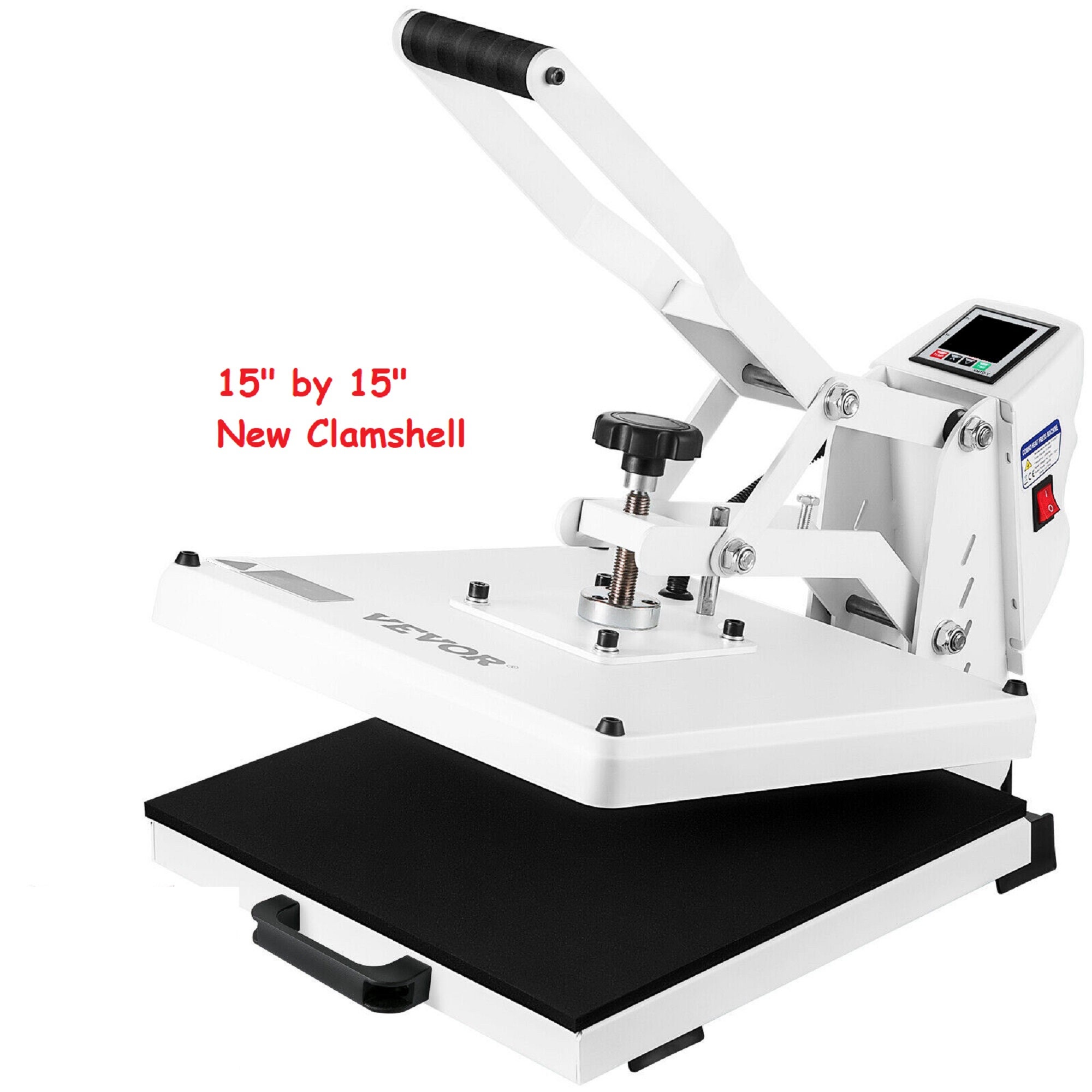 Heat Press, 15x15 inch with built-in Teflon Sheet (Clamshell Style)