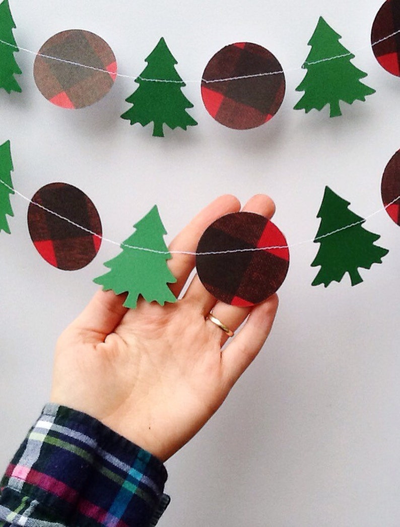 Lumberjack Garland Christmas Tree Garland Red Buffalo Plaid Etsy