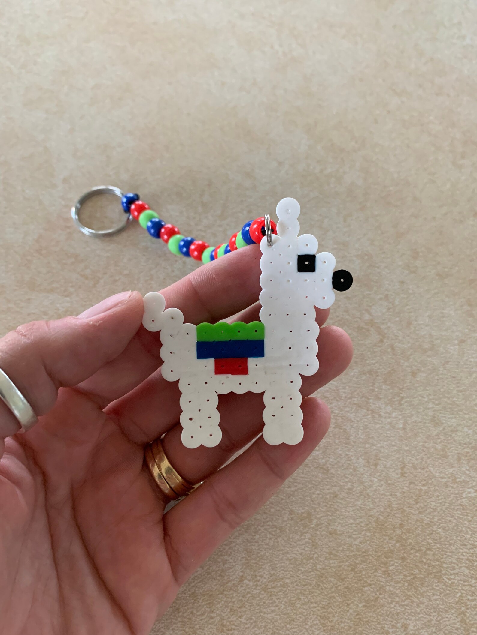 Llama Perler Bead Keychain Perler Beads Llama Keychain Etsy India