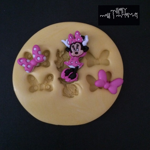 Adorable Minnie Mouse Mold Silicone Mouse With Bow Mold For Keychain 10336150