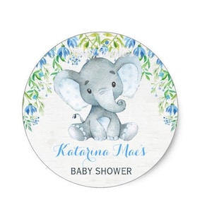 Baby Shower Treat Image, Elephant Cookie , Edible Image, Blue Elephant Baby Shower, Elephant Shower, Boy Elephant Baby Shower, Krispy Treat