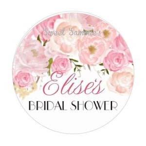 Pink Floral Custom Edible Image Bridal Shower Cupcake and Cookie Toppers, Monogram, Personalized, Monogram, Wedding Shower image