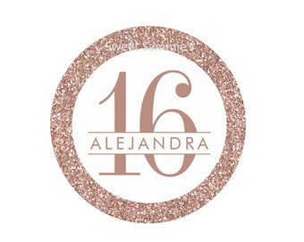 Sweet 16 Edible Image, Rose Gold Edible Sticker, Edible Image, Cookie Sticker, Treat Edible Image, Cookie Edible Image, Cupcake image