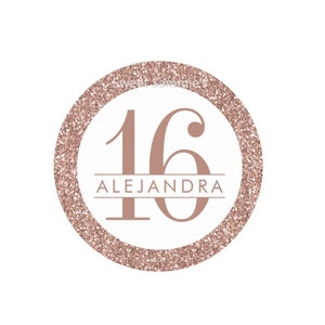 Sweet 16 Edible Image, Rose Gold Edible Sticker, Edible Image, Cookie Sticker, Treat Edible Image, Cookie Edible Image, Cupcake image