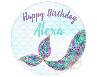 Mermaid Edible Image - Mermaid Birthday - Mermaid Cookie Topper - Mermaid Tail Puck Image - Mermaid Cookie - Mermaid Cupcake Topper - Girl
