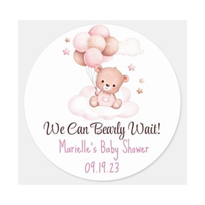 Baby Shower Bearly, image comestible baby shower fille, image de cookie personnalisée pour petite fille, shower de bébé Bearly, ours rose