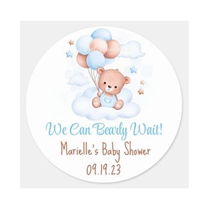 Shower de bébé Bearly Wait, image comestible baby shower garçon, image de cookie personnalisée bébé garçon, shower de bébé Bearly Wait