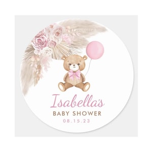 BOHO Pink Teddy Bear Baby Shower - Girl Baby Shower - Bear baby shower - Girl Edible Image- Krispy Treat - Cake pop