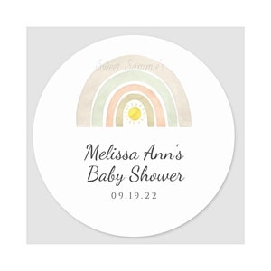 BOHO Rainbow Baby Shower, Rainbow Edible Image, Baby Shower Cookie, Muted Rainbow, Modern Rainbow Cookie Sticker, Cookie Sticker, Puck Image