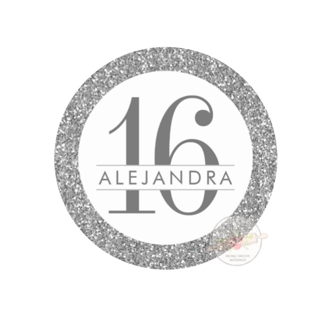 Sweet 16 Edible Image Silver Edible Sticker Edible Image Etsy