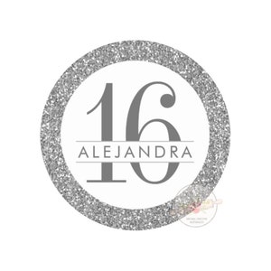 Sweet 16 Edible Image, Silver Edible Sticker, Edible Image, Treat Sticker, Treat Edible Image, Cookie Sticker, Krispy Treat, Cupcake, Edible