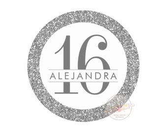 Sweet 16 Edible Image, Silver Edible Sticker, Edible Image, Treat Sticker, Treat Edible Image, Cookie Sticker, Krispy Treat, Cupcake, Edible