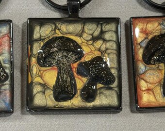 Gregg Allman/Allman Brothers Band commemorative - Keychains/zipper pulls - Square with Mushroom patch- 60s 70s classic rock jewelry