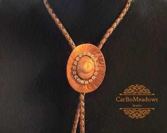 Custom Bolo Tie - Copper Cowgirl Hat