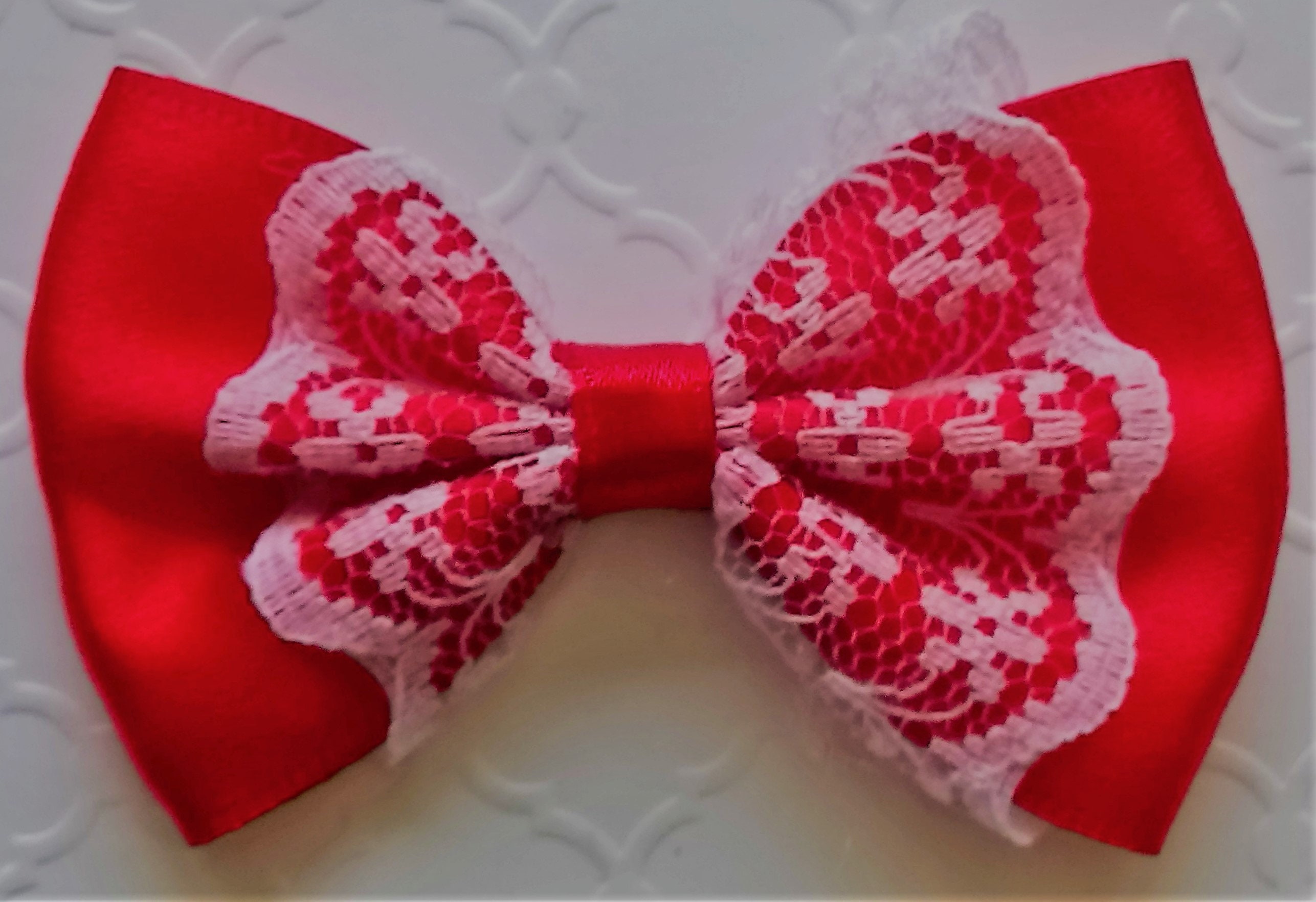 10 Satin Lace Bowknot Ribbon Bow for Hair Bow or Crafts Etsy
