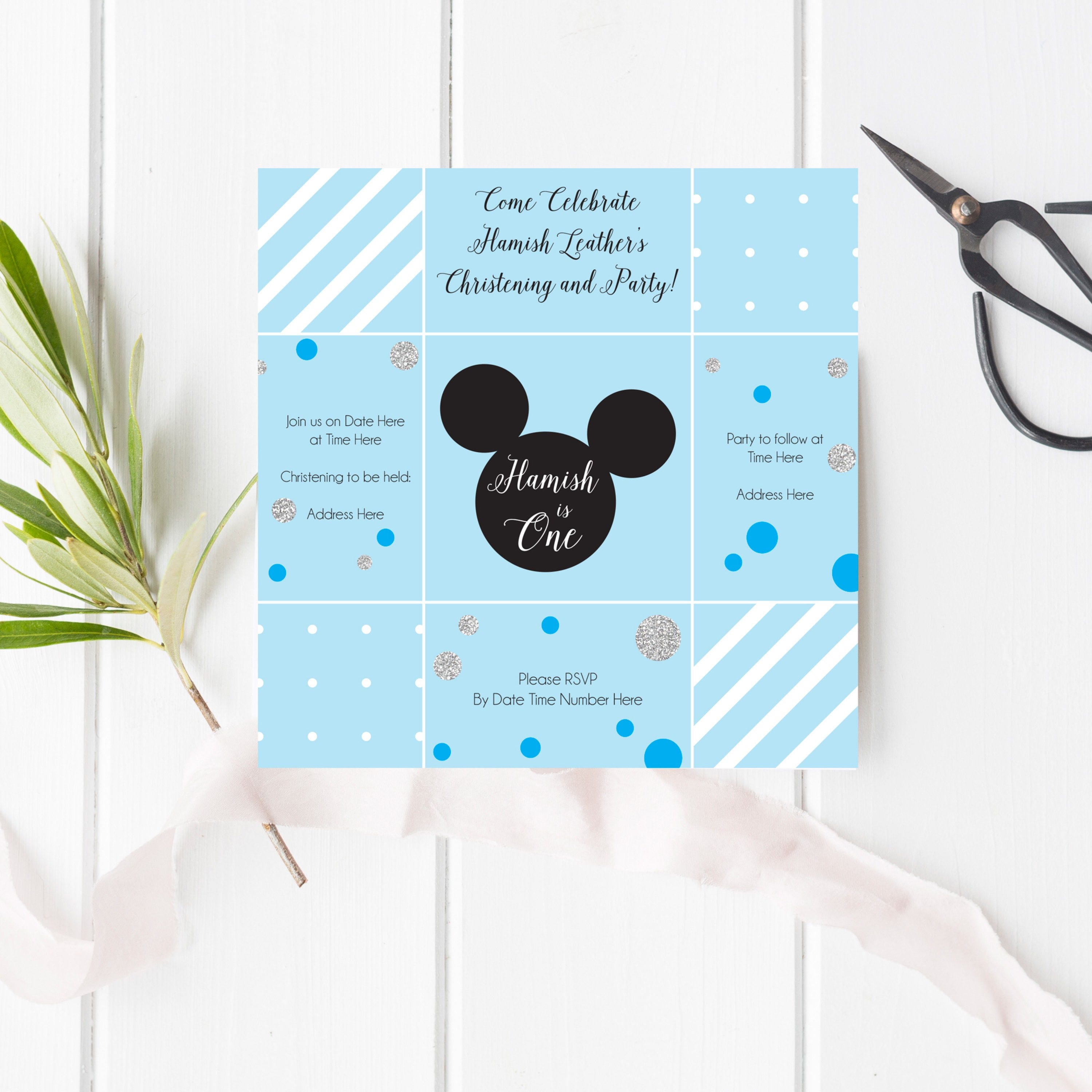 Minnie Mouse invitation / 1st birthday / christening / baptism Etsy