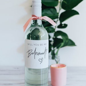 Will you be my Bridesmaid wine label, Bridesmaid gift | Bridesmaid proposal | wine tag | candle tag